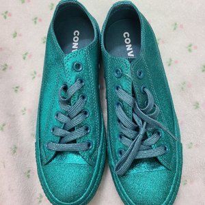 Converse Chuck Taylor All Star Teal Glitter Low Womens 7 Mens 5